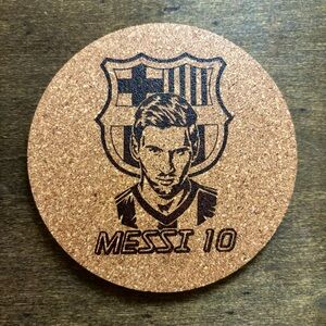 Messi Barcelona Laser Engraved Cork Coaster